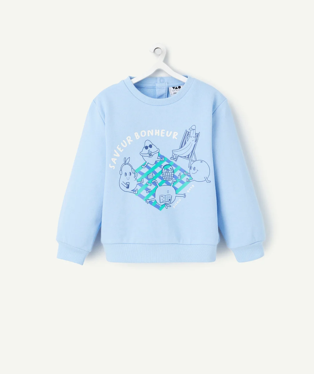 SWEAT MANCHES LONGUES BÉBÉ GARÇON 100% COTON BLEU THÈME PIQUE-NIQUE
