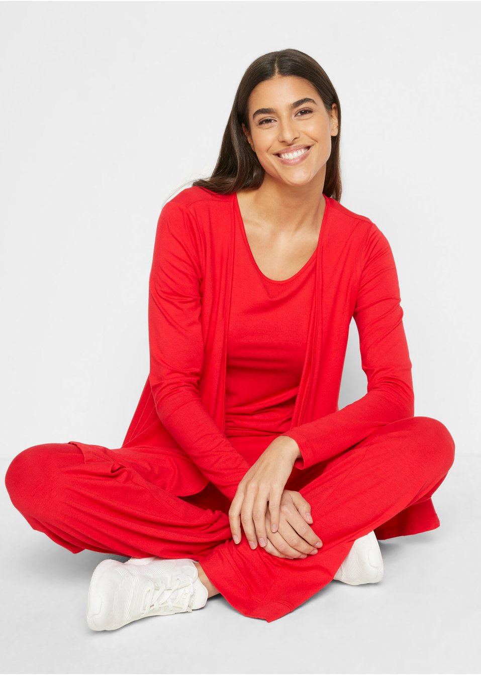 T-shirt, gilet et pantalon (Ens. 3 pces.) avec viscose