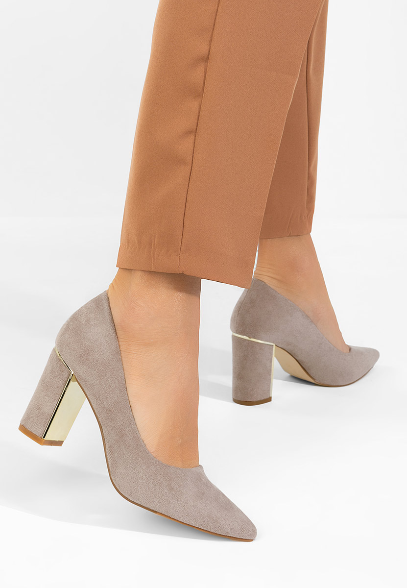 Chaussures à talon épais beige Evadoria