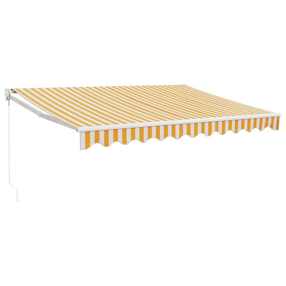Auvent rétractable jaune et blanc 3,5x2,5 m tissu et aluminium