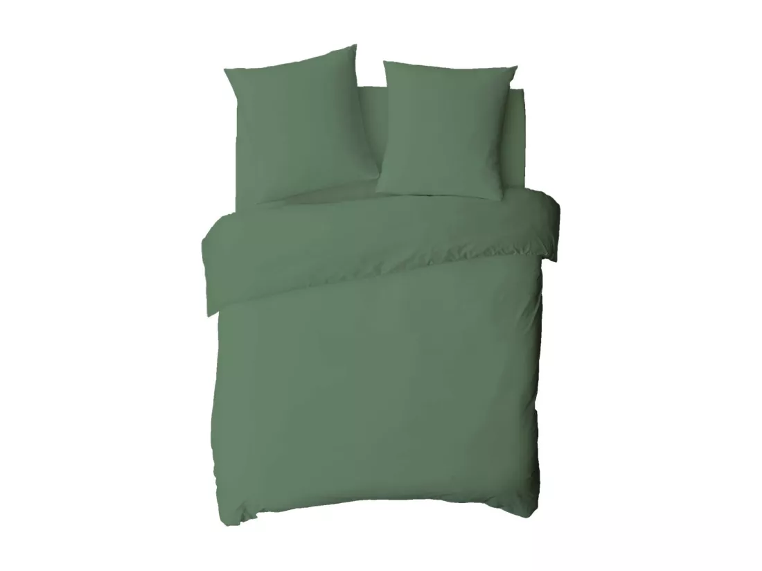 Drap housse uni en coton 57 fils eucalyptus 140x200cm