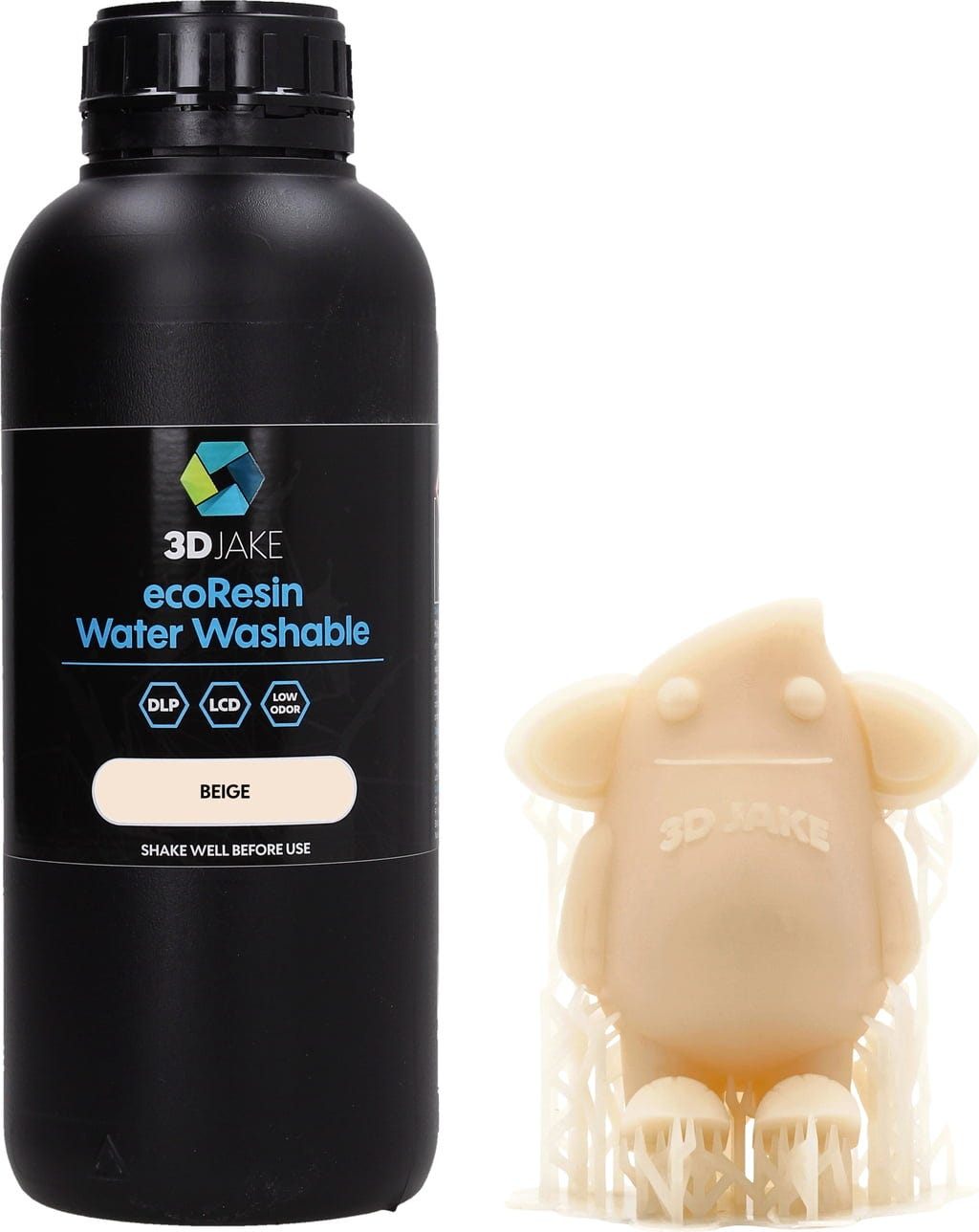 3DJAKE  ecoResin Water Washable Beige, 1.000 g    Hochwertiges, wasserwaschbares Resin für effizienten 3D-Druck in Beige