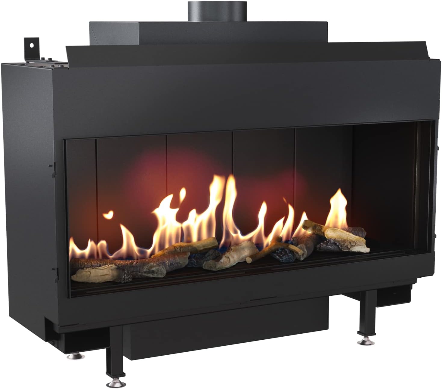 Kratki LEO/100/G20 Gaskamin-Einsatz Leo 100 zum Einbau, Frontverglasung, Brennstoff: Erdgas (NG), aus Stahl, Nennwärmeleistung: 9 kW, EEI 94,4, automatische Steuerung und Fernbedienung