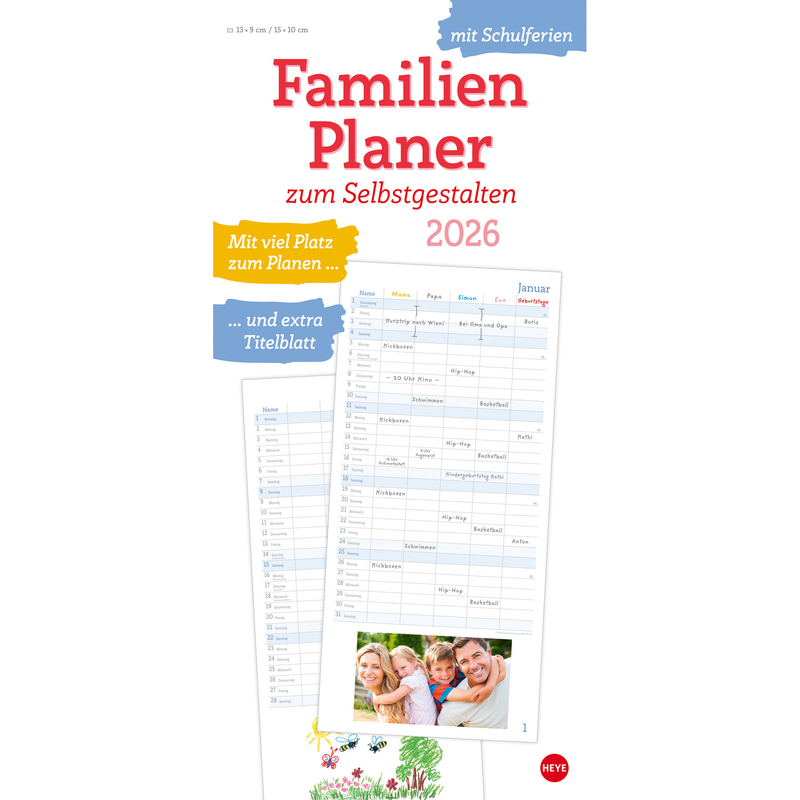 Heye Familienplaner 2026, zum Selbstgestalten, 1 Monat / Seite