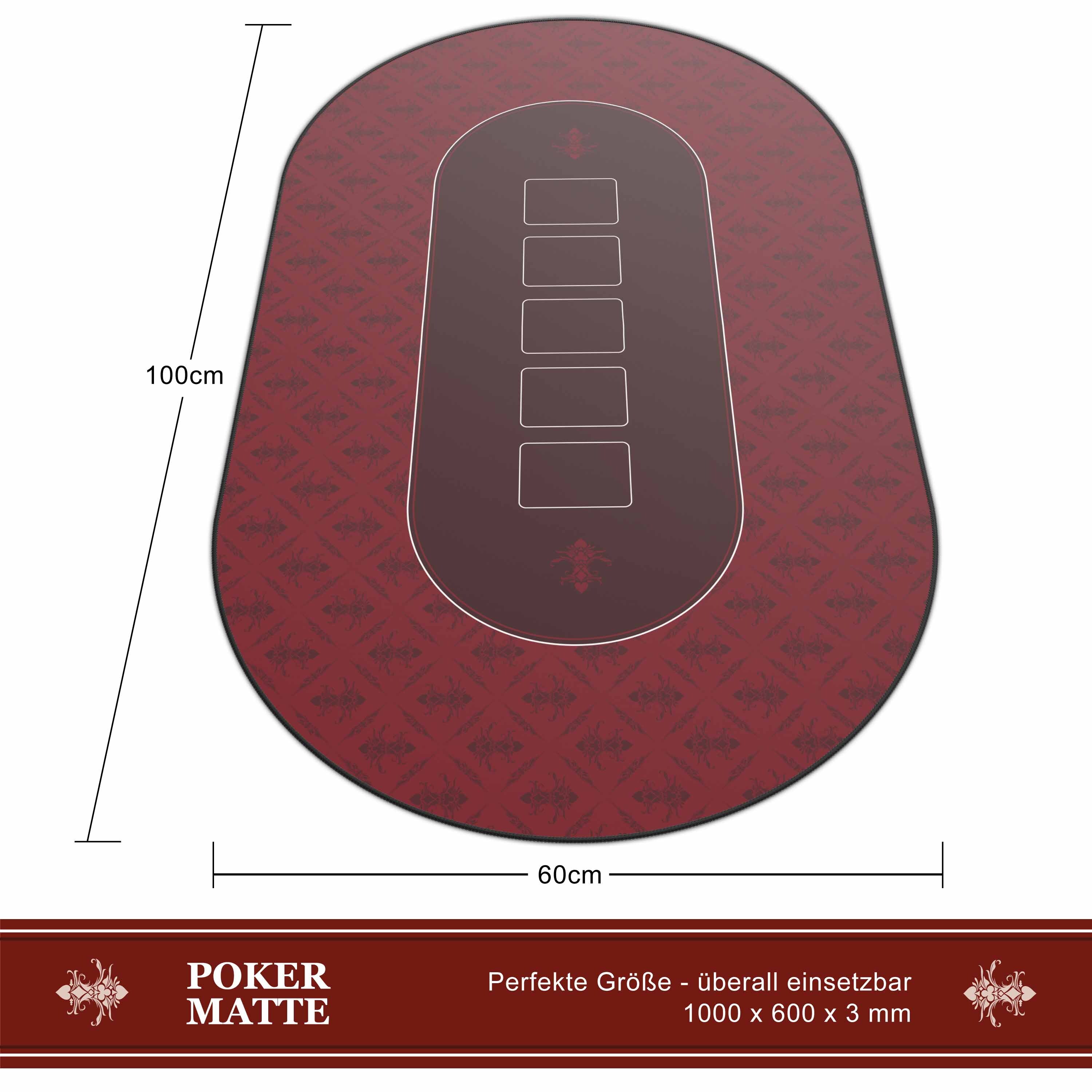 CSL Extra große Tischauflage Pokermatte 1000 x 600 mm / Kartenspiel Matte / Ovales Design