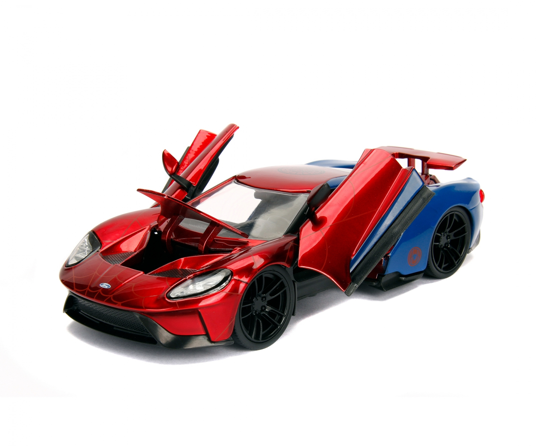 (1:24) Marvel Spiderman 2017 Ford GT Spielzeug Modell Auto Sammel Fahrzeug inkl. Spielfigur (253225002) Lizenziert