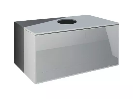 Meuble sous vasque suspendu collection OWL, coloris blanc mat et blanc brillant, idéal pour une salle de bain design