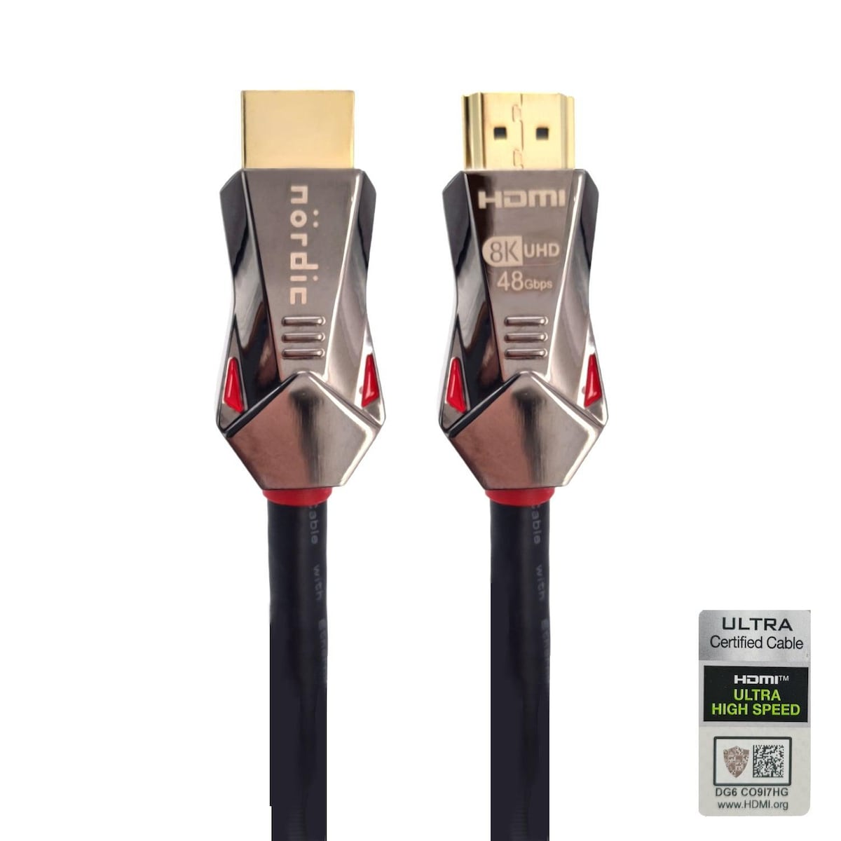 NÖRDIC-SERTIFISERT KABLER 5m Ultra High Speed ​​​​HDMI 2.1 8K 60Hz 4K 120Hz 48Gbps Dynamic HDR eARC VRR Nylonflettet kabel Gullbelagte kontakter