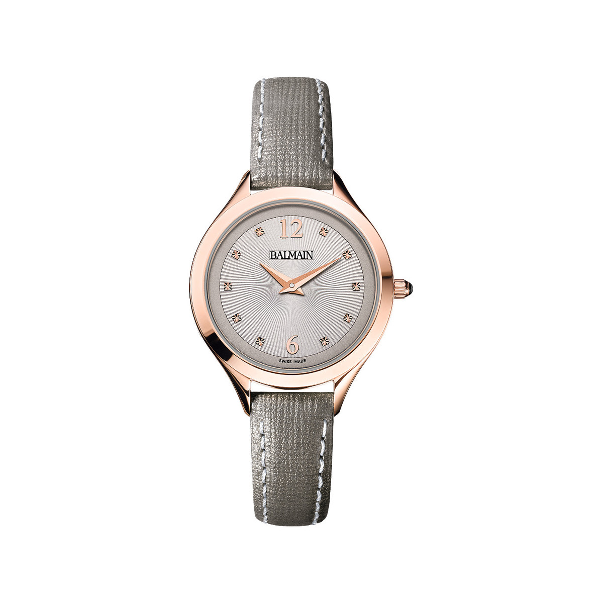 Montre Balmain acier bicolore rose cuir gris