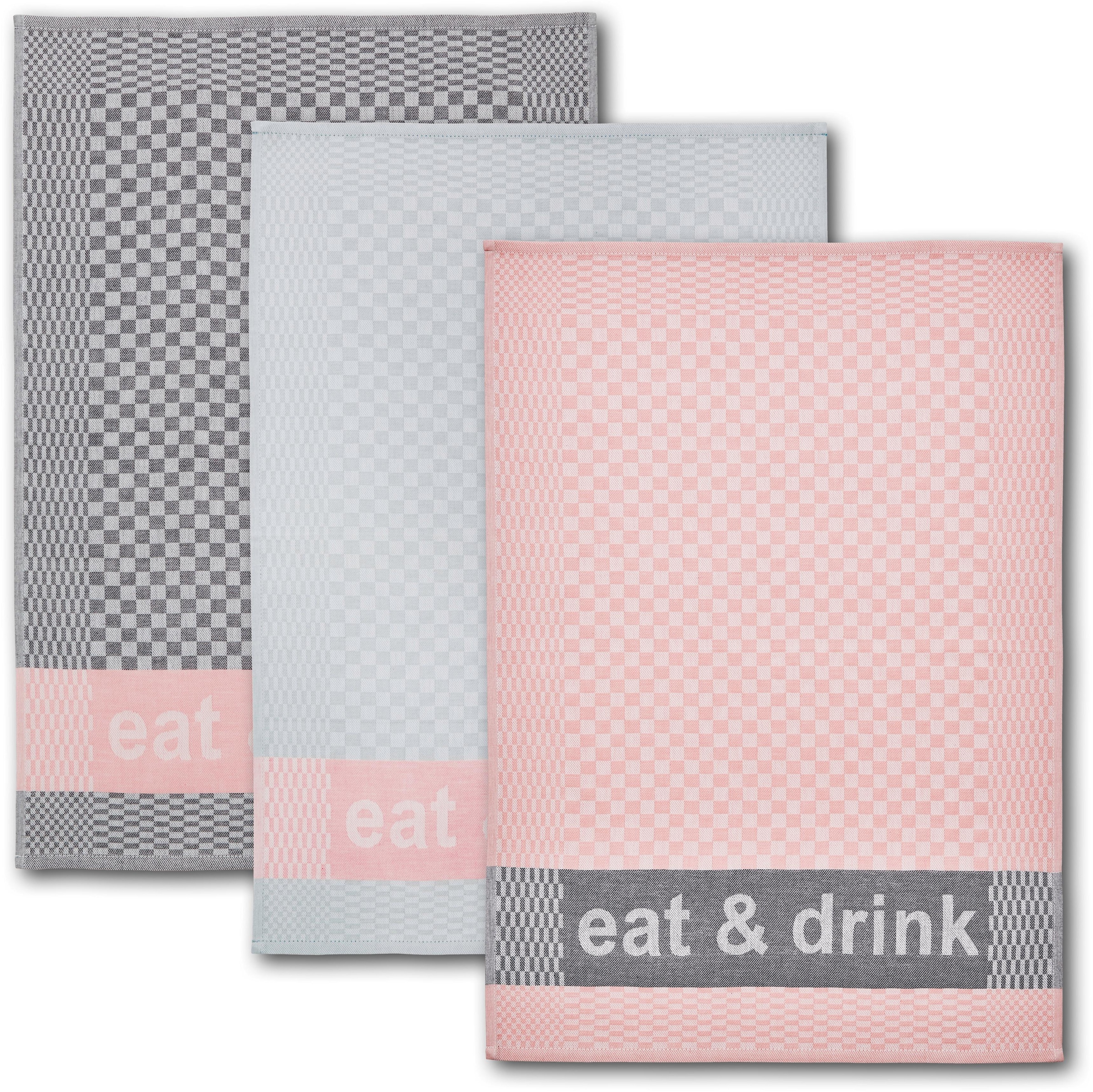 Dyckhoff Geschirrtuch »Eat & Drink, Masse je Tuch ca. 50x70 cm« mit drei verschiedenen Motiven