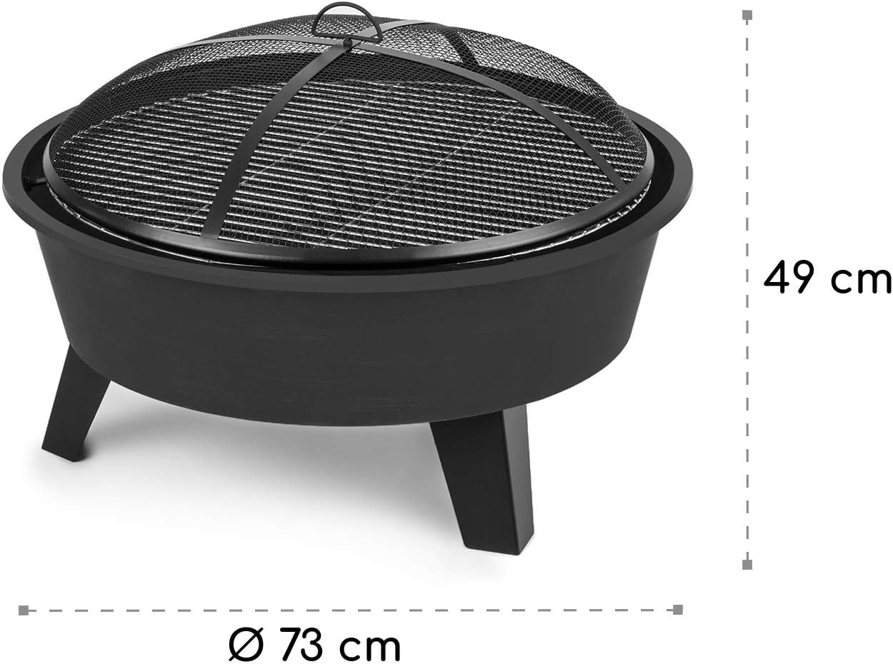 Blumfeldt 2-in-1 Feuerschale - Feuerschale für den Garten mit Edelstahl-Grillrost, Feuerschalen FireView Concept, Funkenschutz, Trageringe, Schürhaken & Grillrost, Stil: Nolana, schwarz