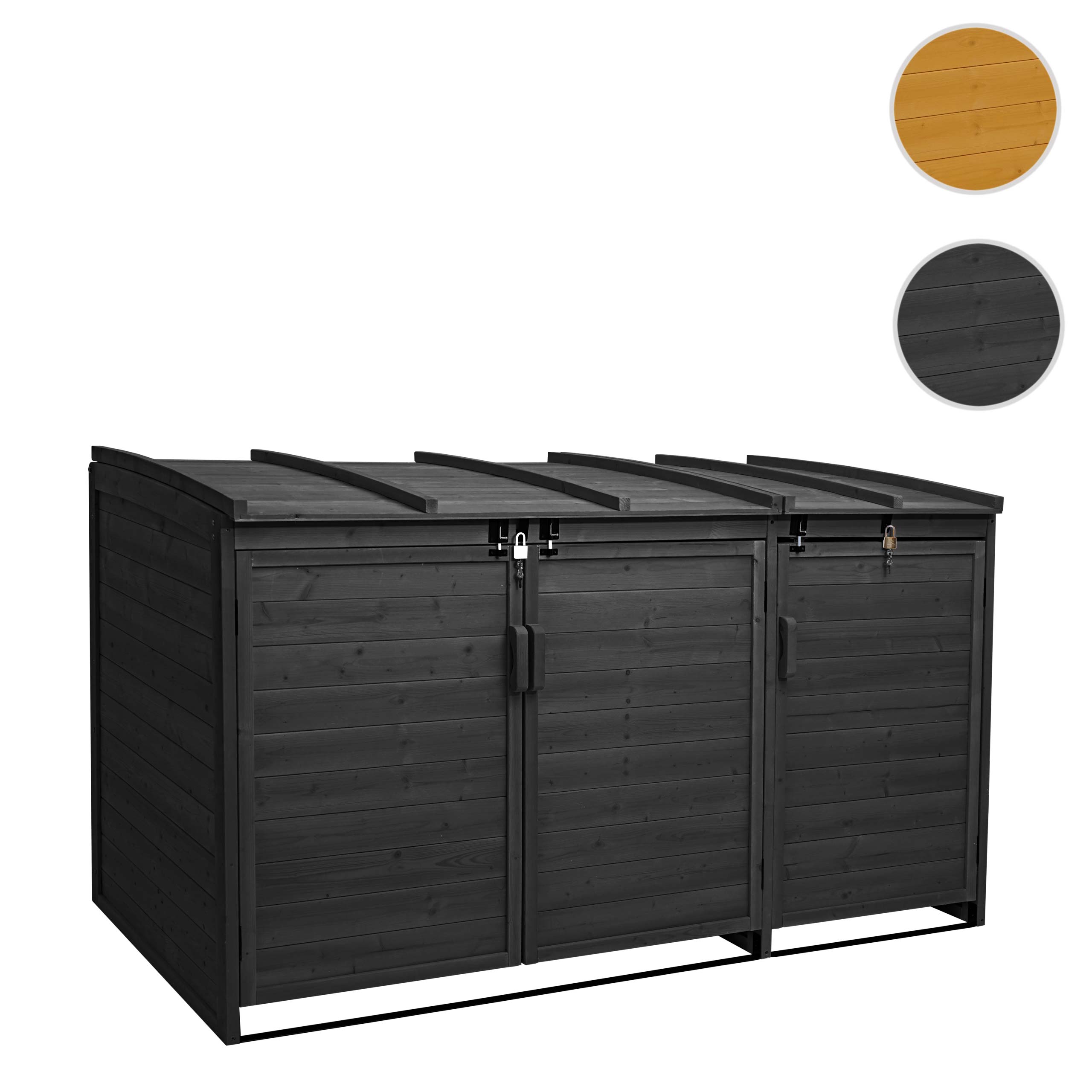 XL 3er-/6er-Mülltonnenverkleidung MCW-H75b, Mülltonnenbox, erweiterbar 138x207x105cm Holz MVG-zertifiziert ~ anthrazit