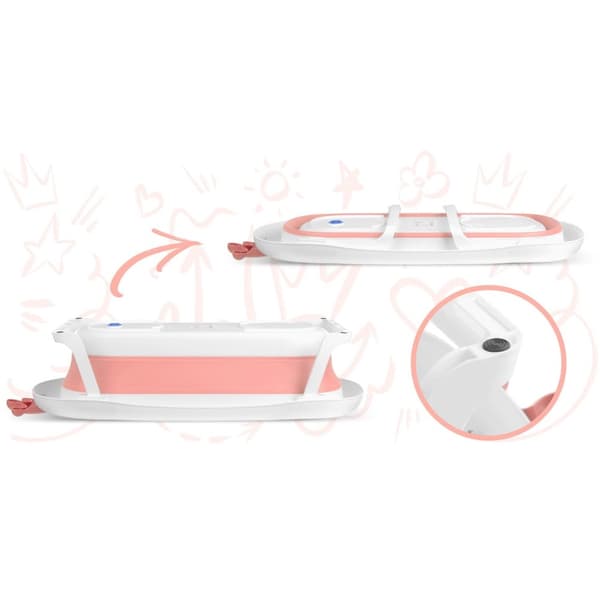 Babybadekar med pute RK-280 hvit/rosa
