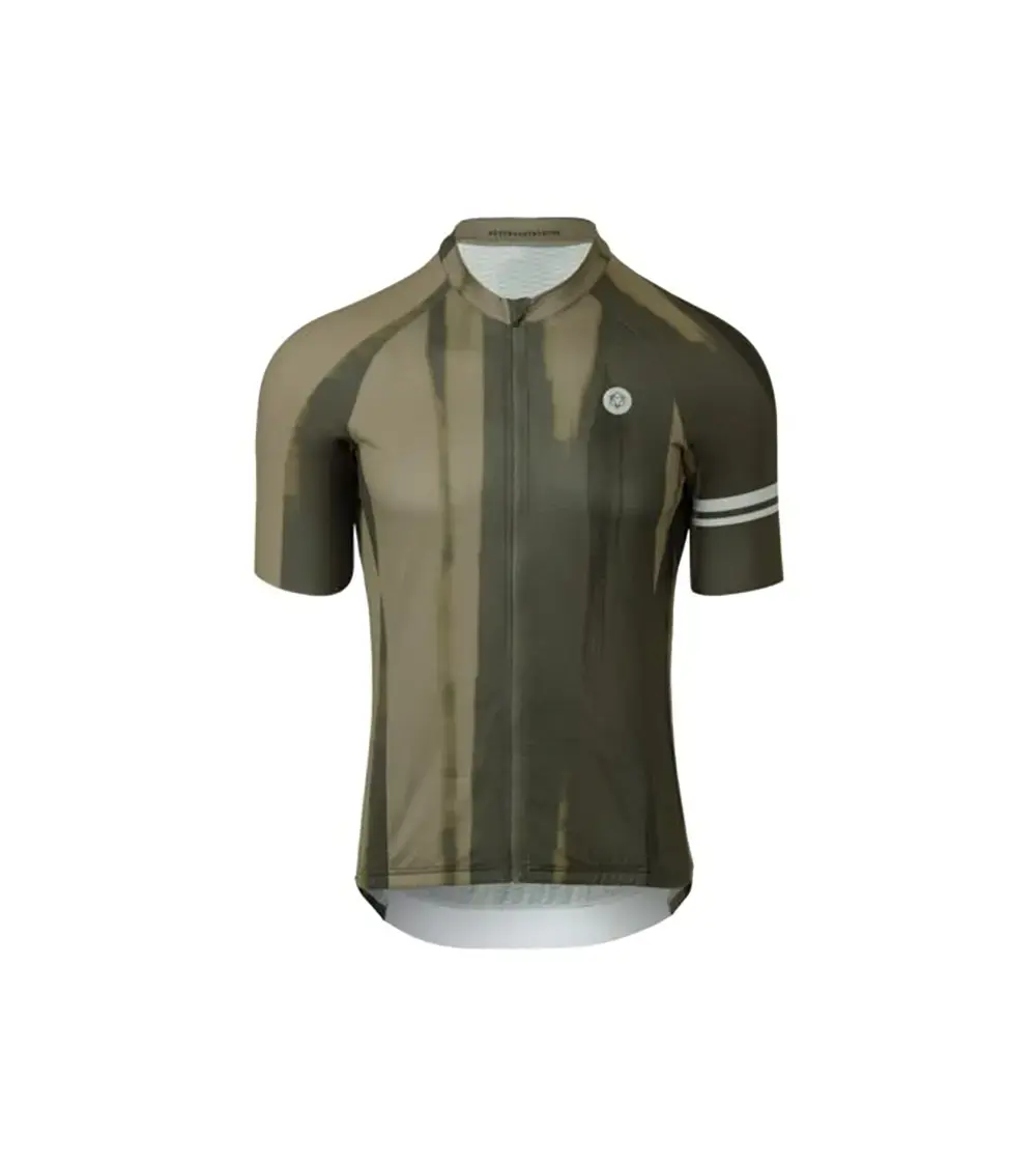 AGU Vertical Paint Performance Fietsshirt Korte Mouwen Groen/Bruin Heren