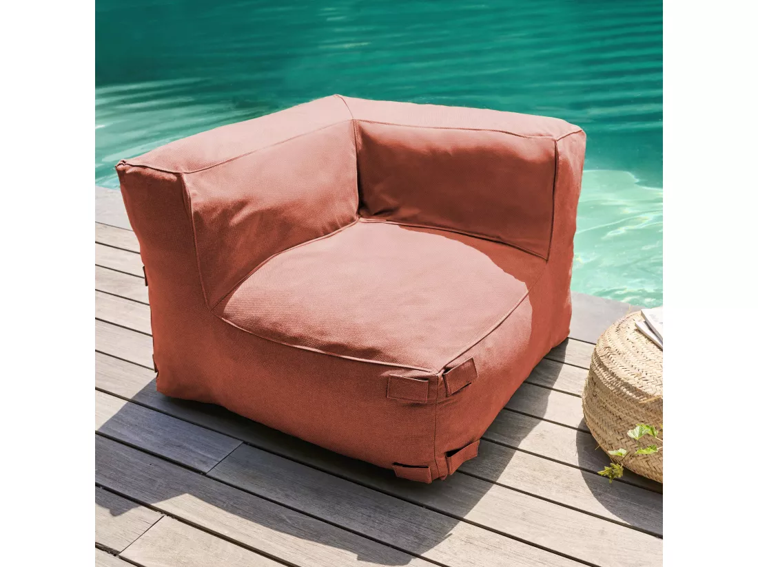 Canapé d'angle de jardin modulable 4 places terracotta