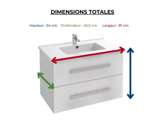 Pack meuble vasque 80 cm JACOB DELAFON Ola up blanc + miroir + spot