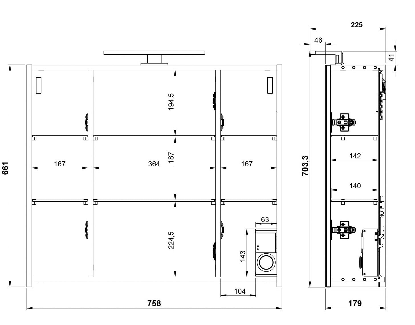 vito Spiegelschrank CORUS 76 x 71 cm Graphit