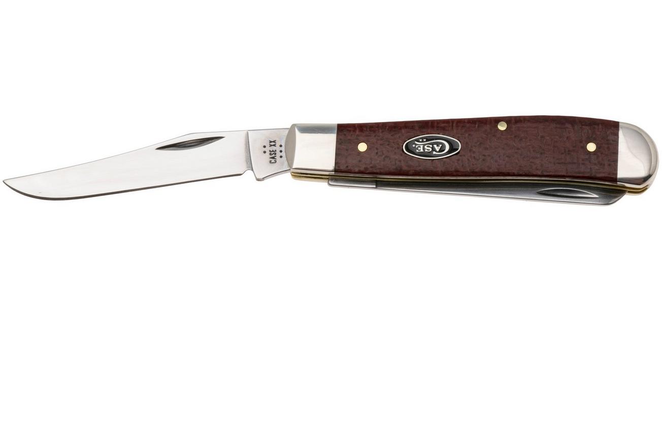 Case Mini Trapper Smooth Dark Red Burlap Micarta, 12271, 10207 CS zakmes