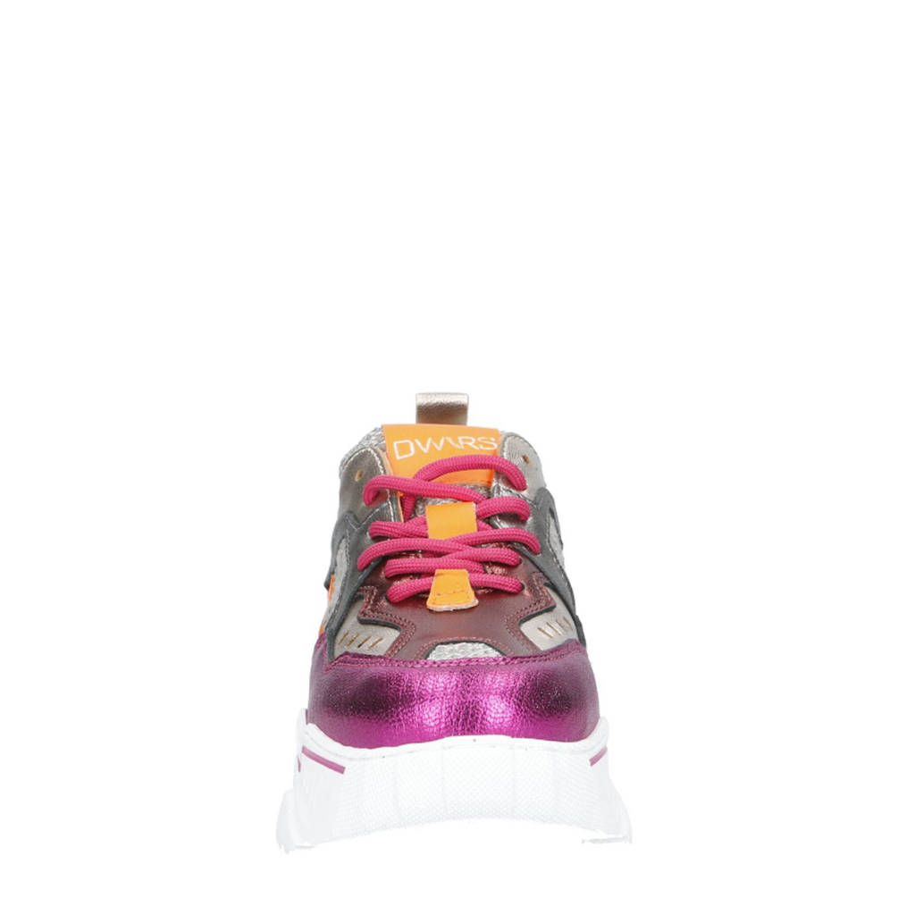DWRS Plutoleren sneakers zilver/fuchsia