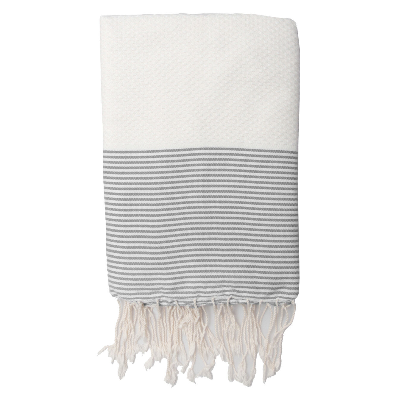 Febronie Fouta Nid d'Abeille Ibiza blanc/gris perle - 100x200 cm