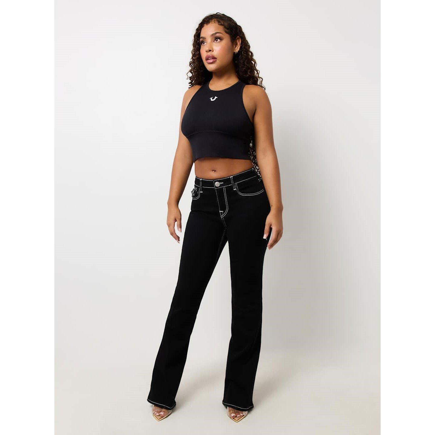 True Religion Joey Mid Rise Flap Flared Jeans
