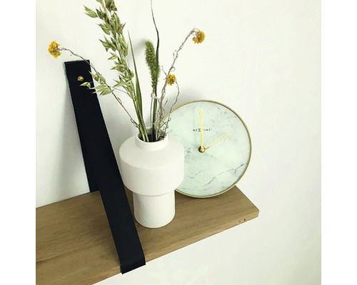 Tafelklok Marmer, glas, metaal, wit, Ø 20 cm