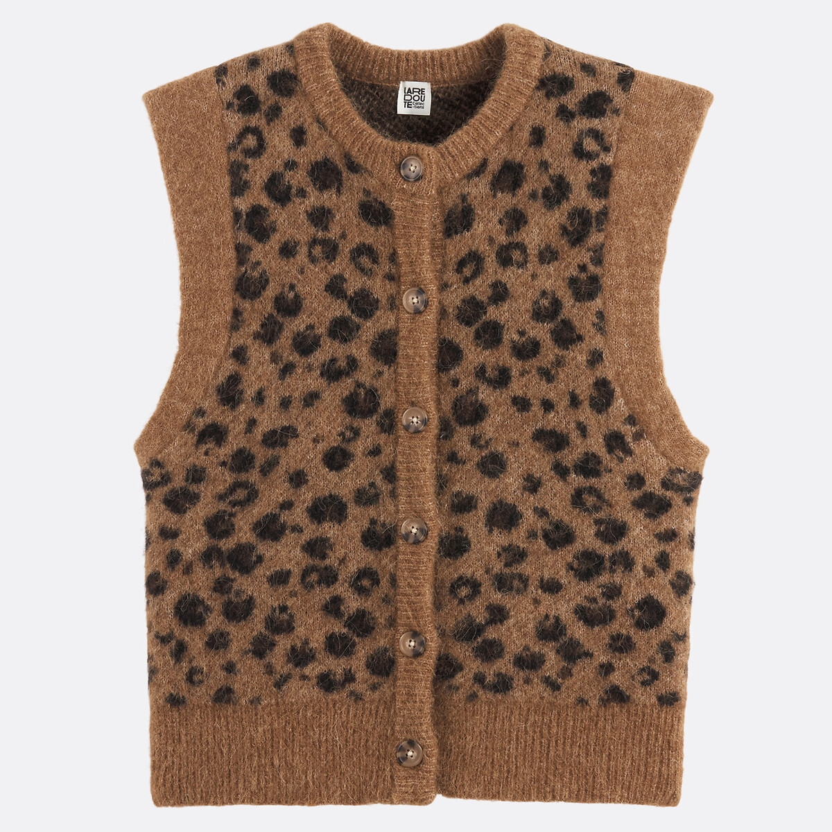 LA REDOUTE COLLECTIONS<br>Cardigã curto sem mangas, estampa de leopardo