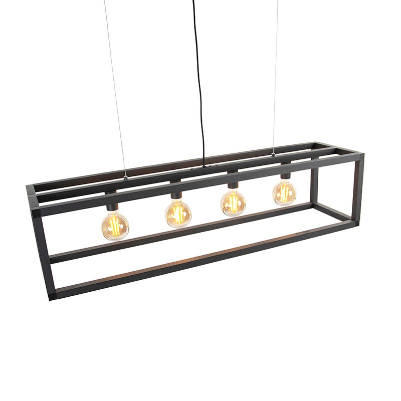 Industriële hanglamp zwart 4-lichts - Big Cage