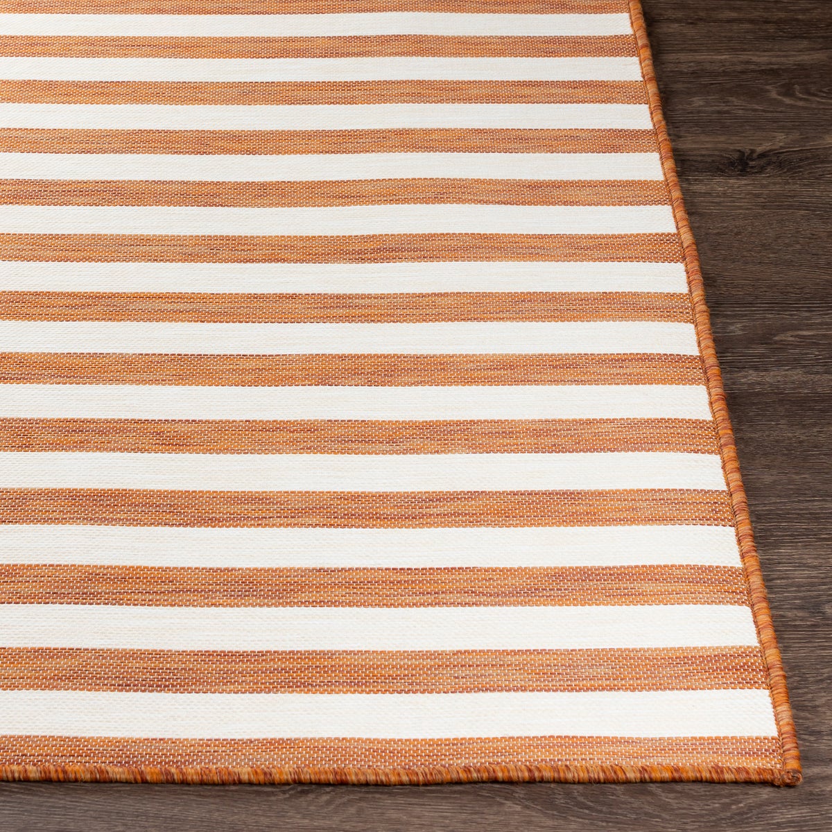 Binnen/buiten gestreept vloerkleed rood/ivoor 80x150 cm ZAKI