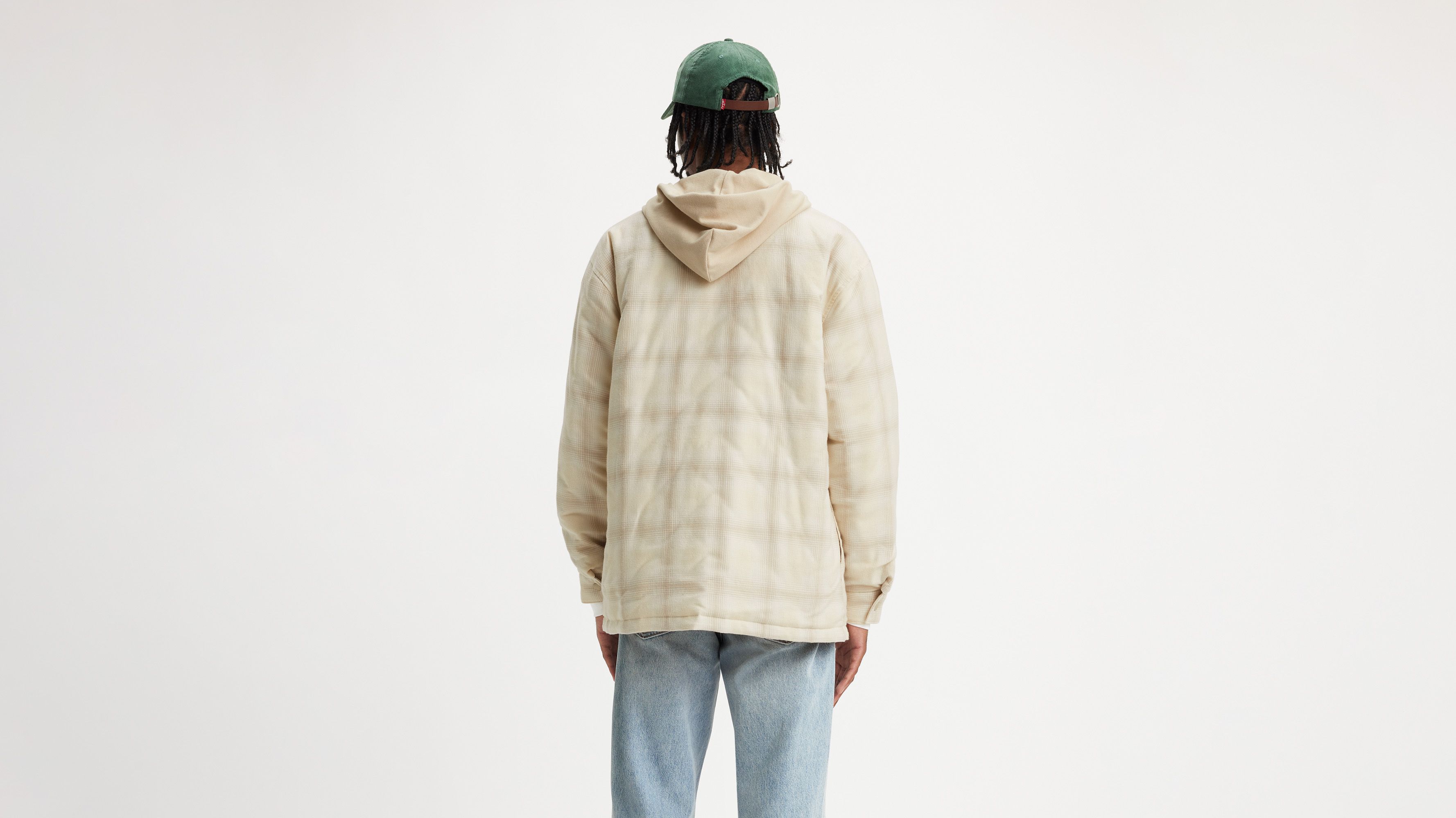 Surchemise Jackson Worker à capuche - Scottie Plaid Turtledove - Blanc