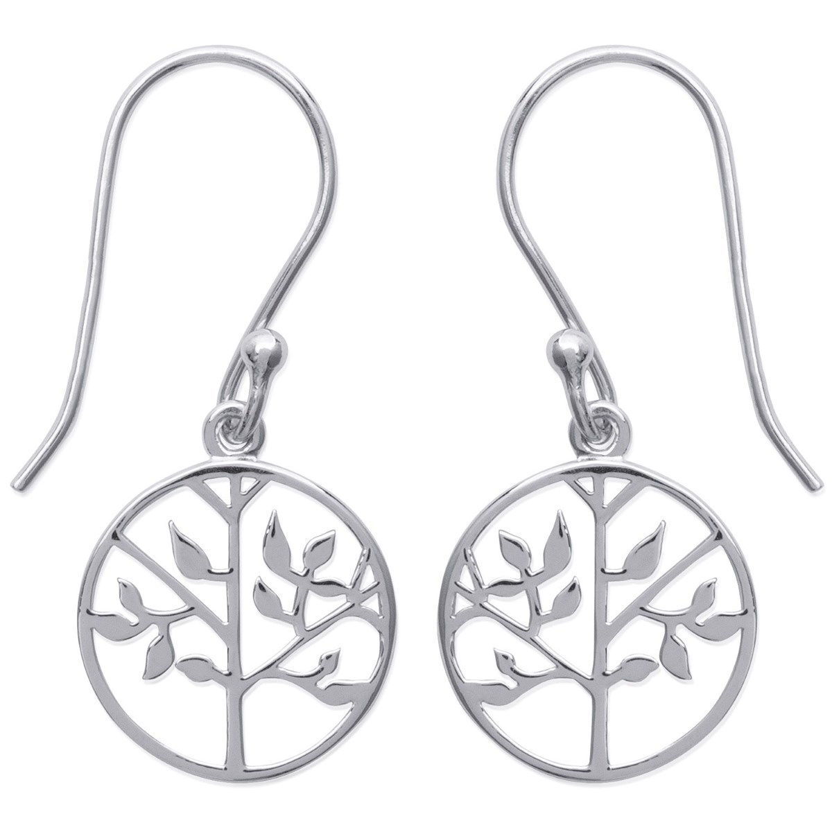 Boucles d'oreilles arbre de vie dans un cercle Argent 925 Rhodié