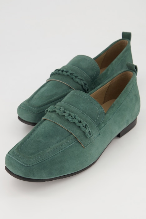 Leder-Loafer, Flechtriemen, Wechselfußbett, Weite H