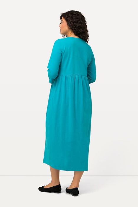 Jerseykleid, A-Linie, Empirenaht, Rundhals, 3/4-Arm