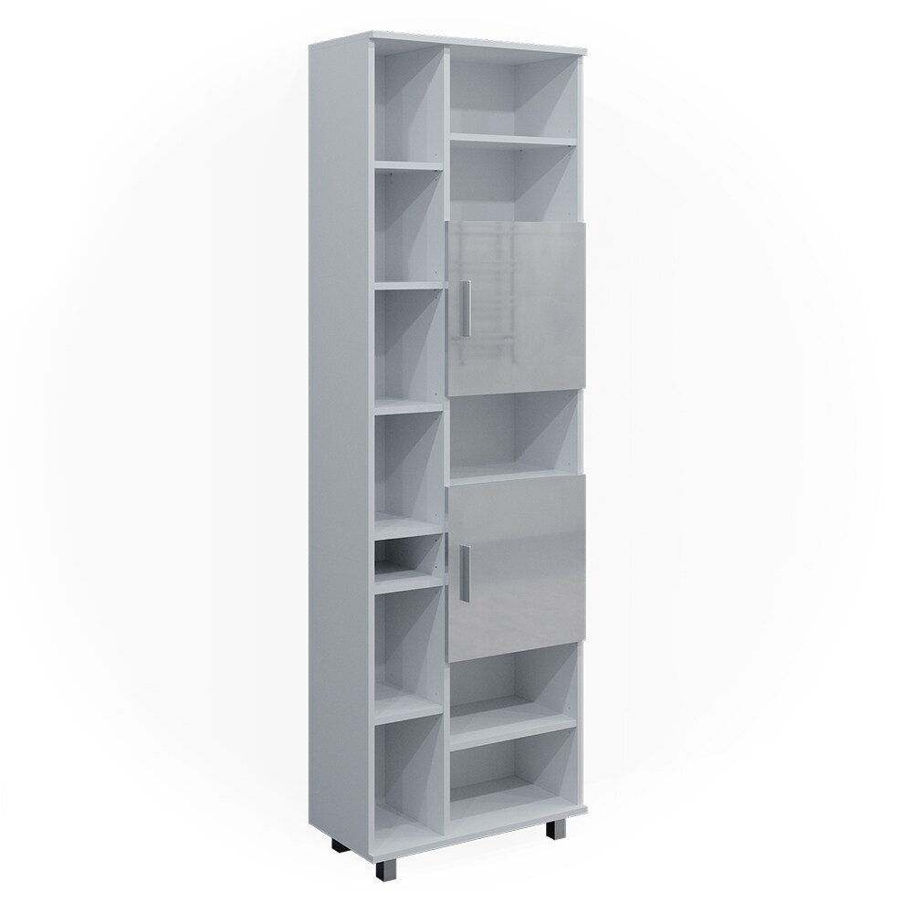 Vicco Hochschrank Badschrank Badezimmermöbel Ilias Weiß Hochglanz modern 60x190cm Badezimmer Schrank Badmöbel Badezimmerkommode Badkommode Schranktür Schrankfach Aufbewahrung Ablage