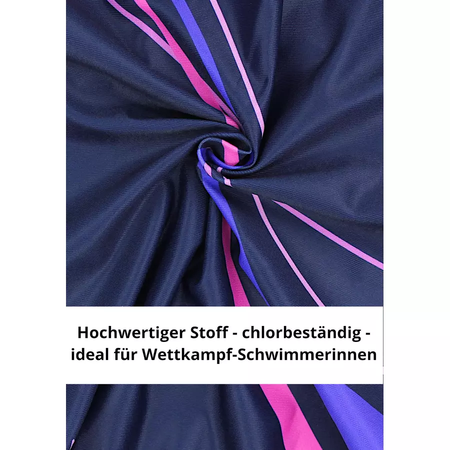 Aquarti Mädchen Badeanzug Chlorresistent Muscleback Wassersport dunkelblaurosa