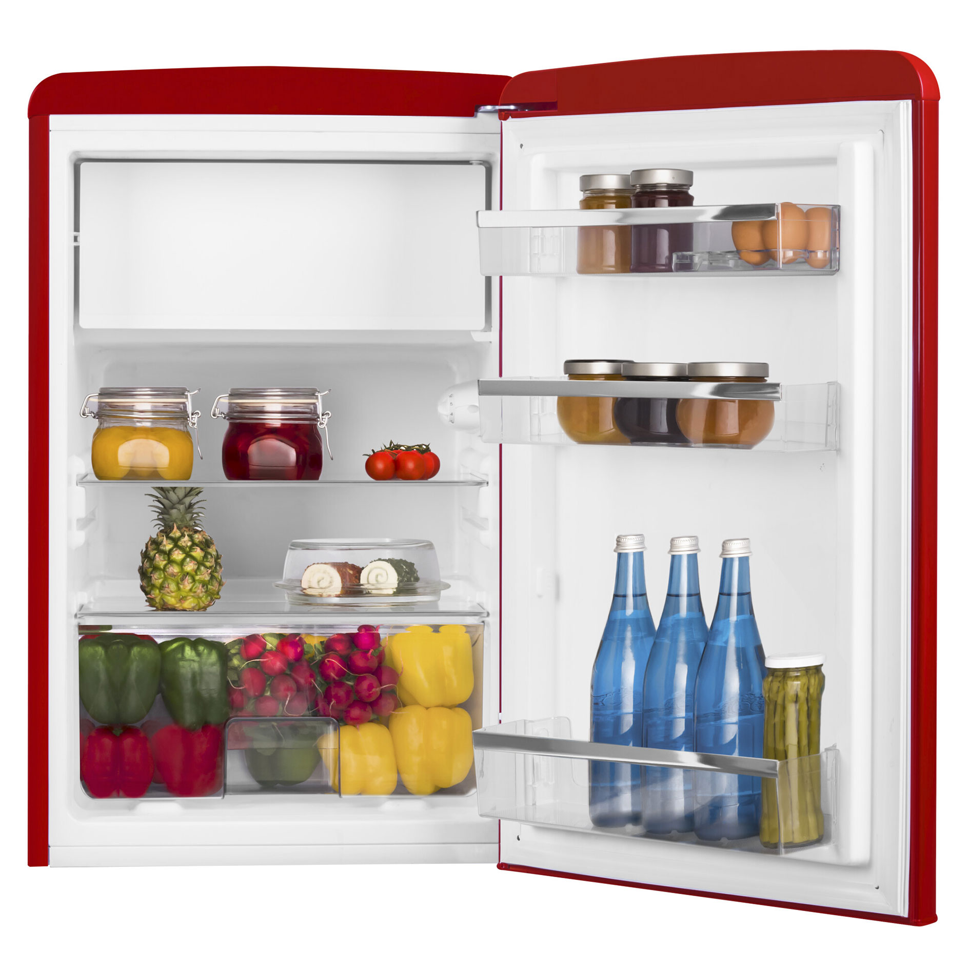 AMICA Retro-Kühlschrank KS15610R - chili red - mit Gefrierfach - E