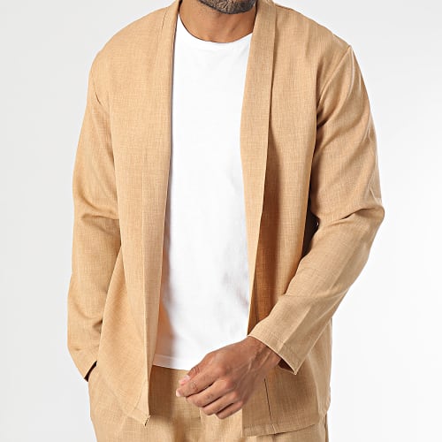 Ensemble Cardigan Et Pantacourt Beige
