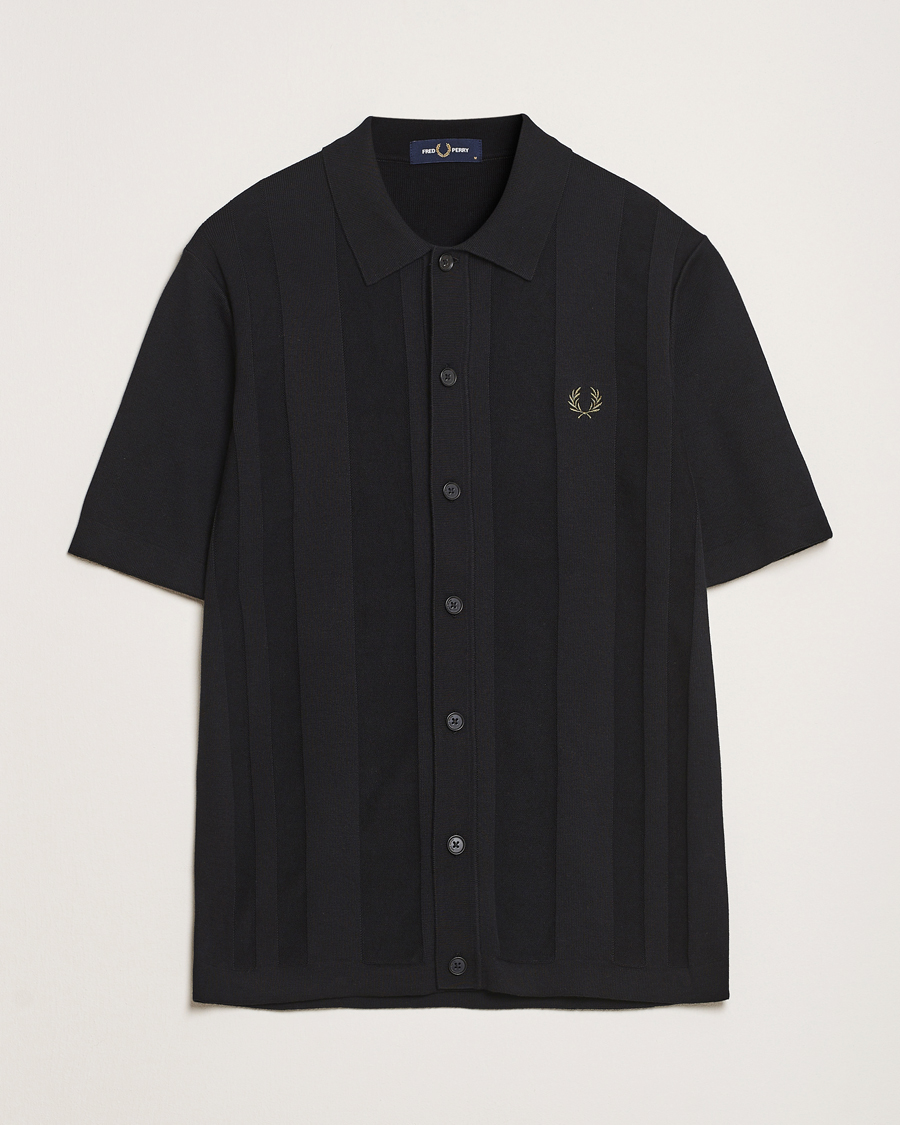 Fred Perry Knitted Short Sleeve Shirt Black