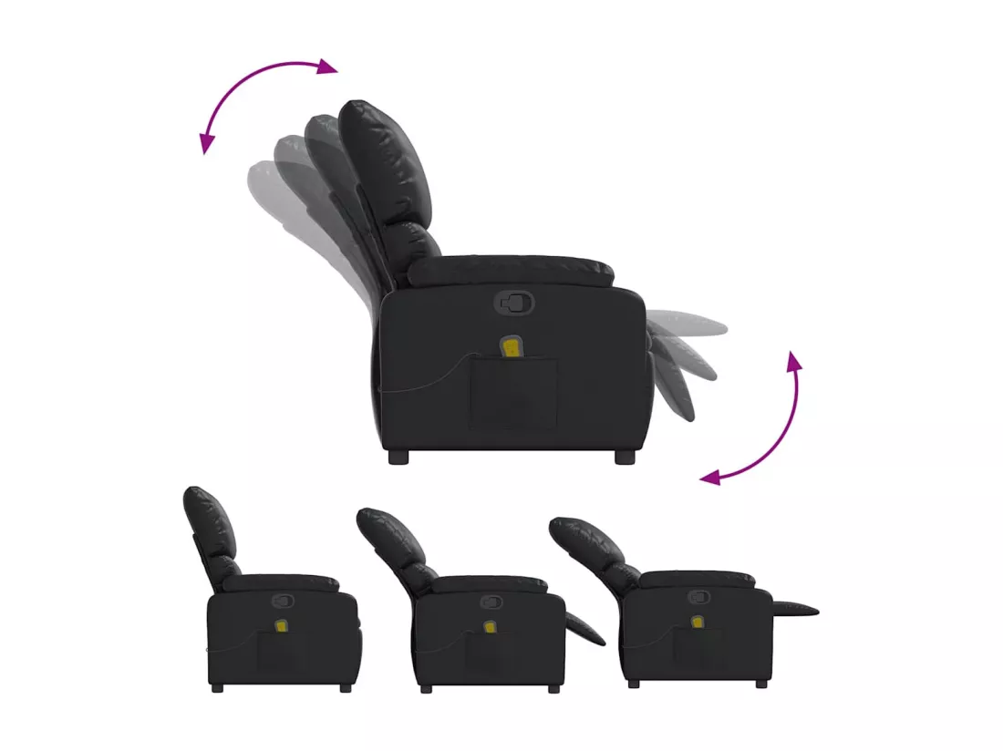 Fauteuil de massage inclinable Noir Similicuir
