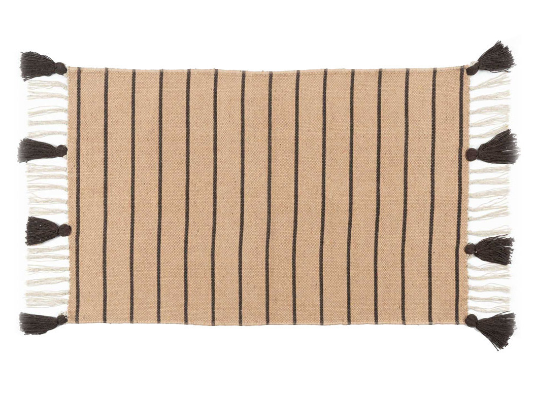 TAPETE C/ FRANJAS FACYLAR BEGE/CASTANHO 60X100CM