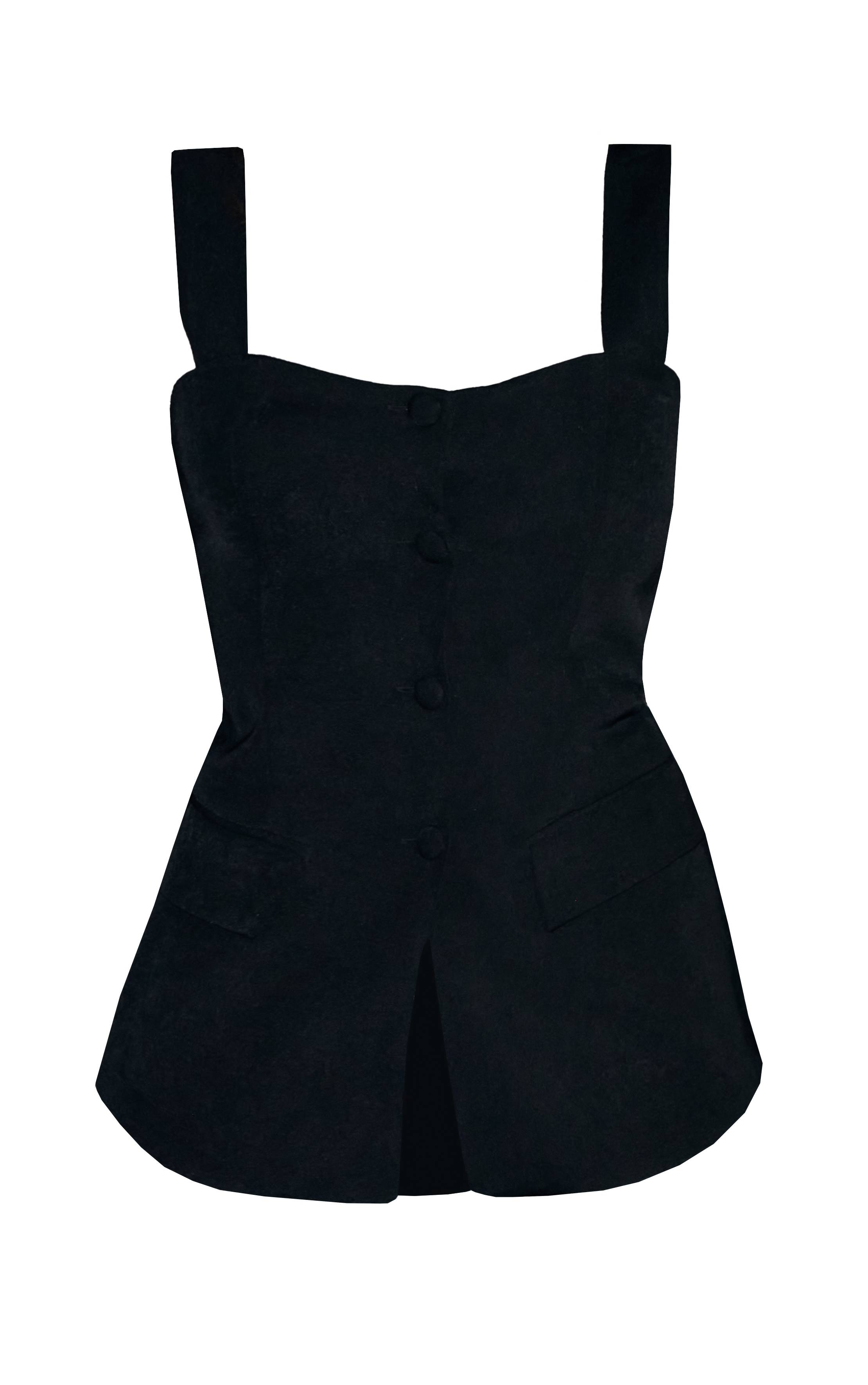 Noir Ensemble Coordonné Gilet Corset À Détails Boutonnés