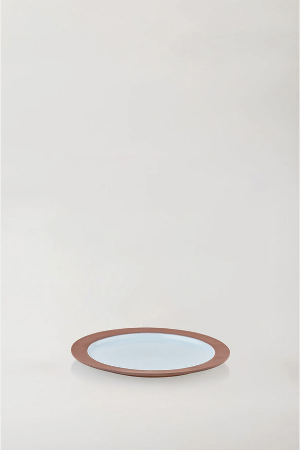 Studio About PLATE, LARGE, 2 PCS, CLAY TERRACOTTA, GLAZE LIGHT BLUE, 2501 143
