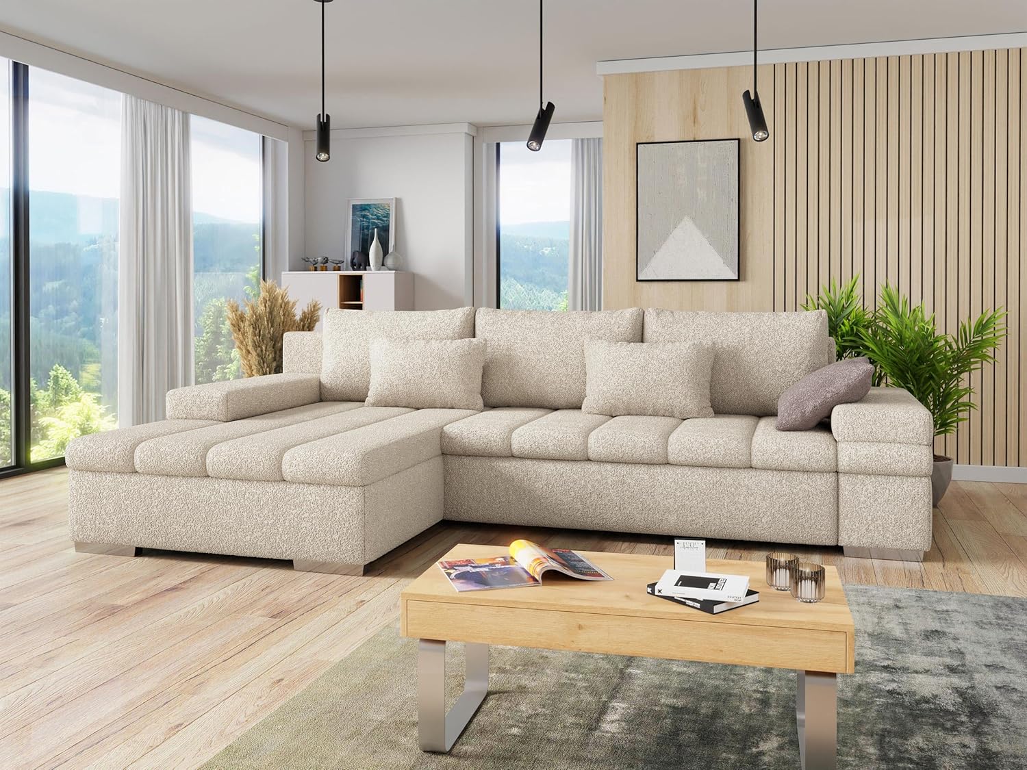 Mirjan24 Ecksofa Bangkok Premium, Eckcouch mit Schlaffunktion und Bettkasten, Couch L-Form Sofa für Wohnzimmer, Gästezimmer, Wohnlandschaft (Abriamo 3 + Abriamo 3 + Abriamo 11, Seite: Links)