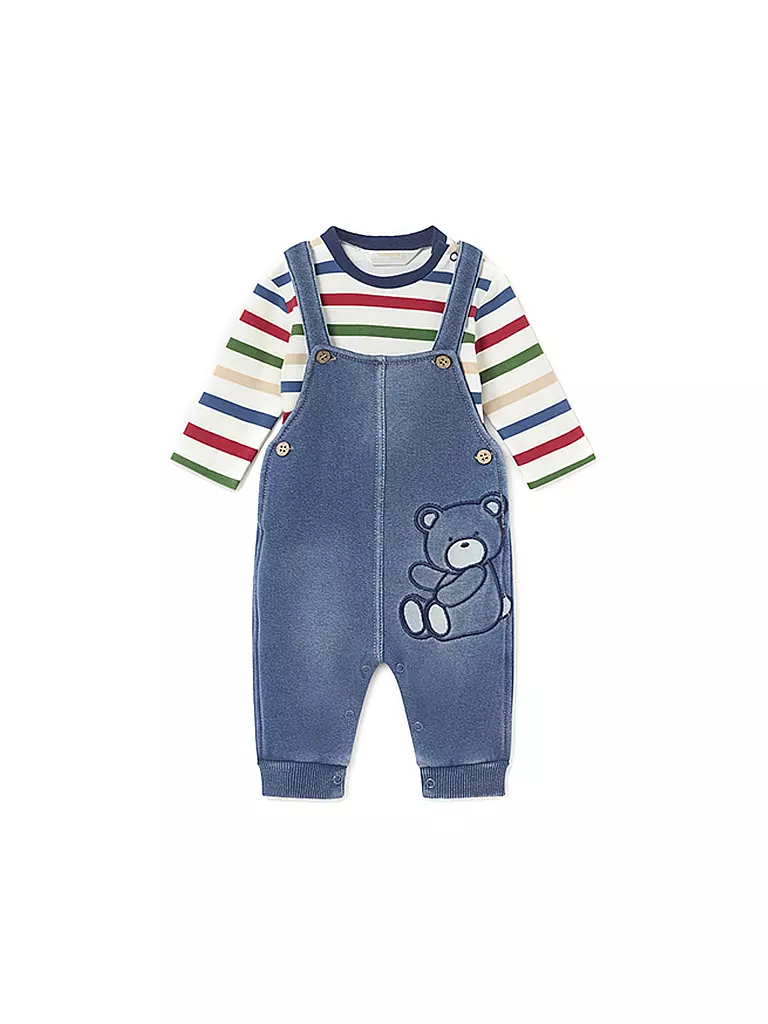 MAYORAL Baby Set Langarmshirt, Latzhose 2-teilig  blau