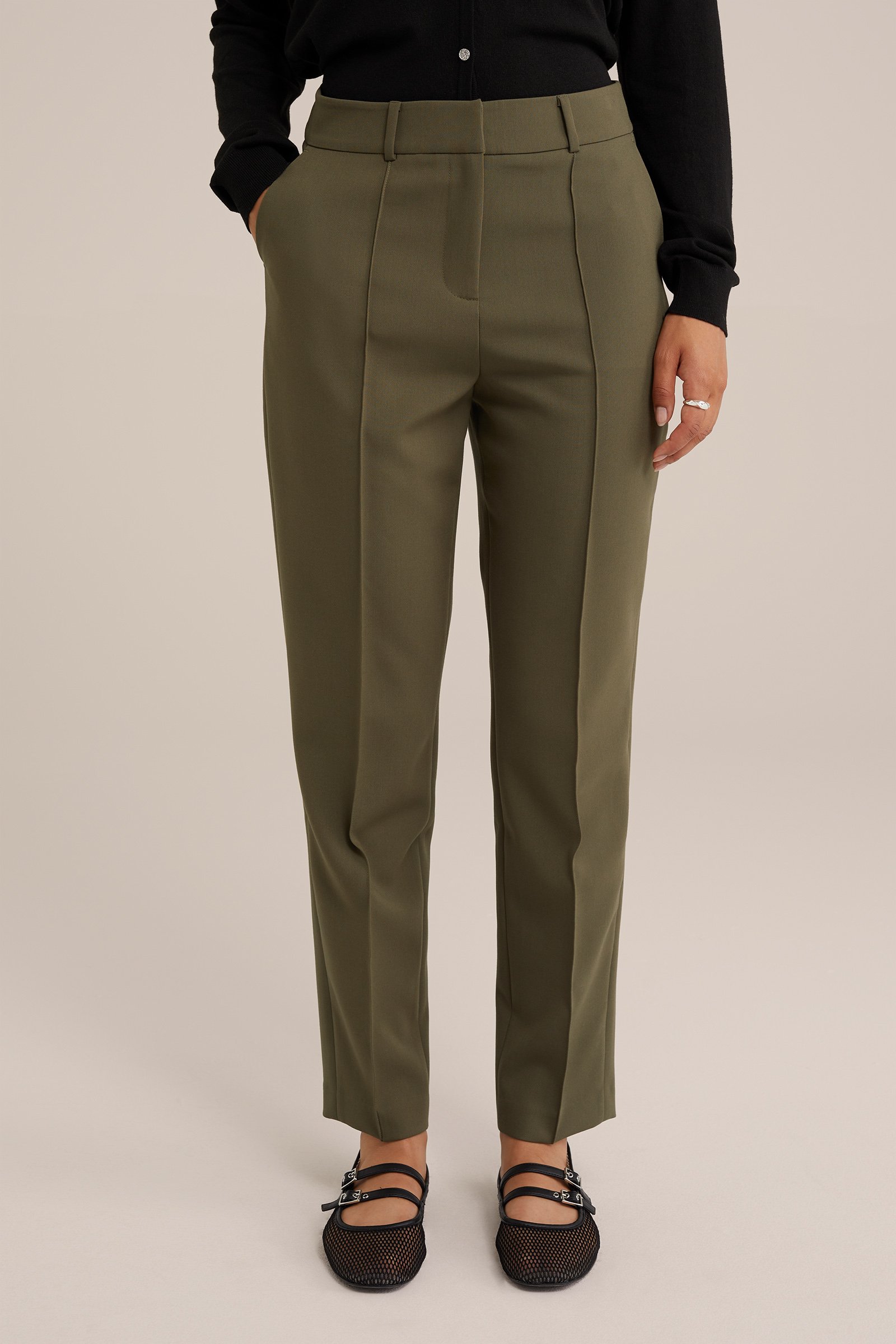 regular fit pantalon WE Fashion Donkergroen