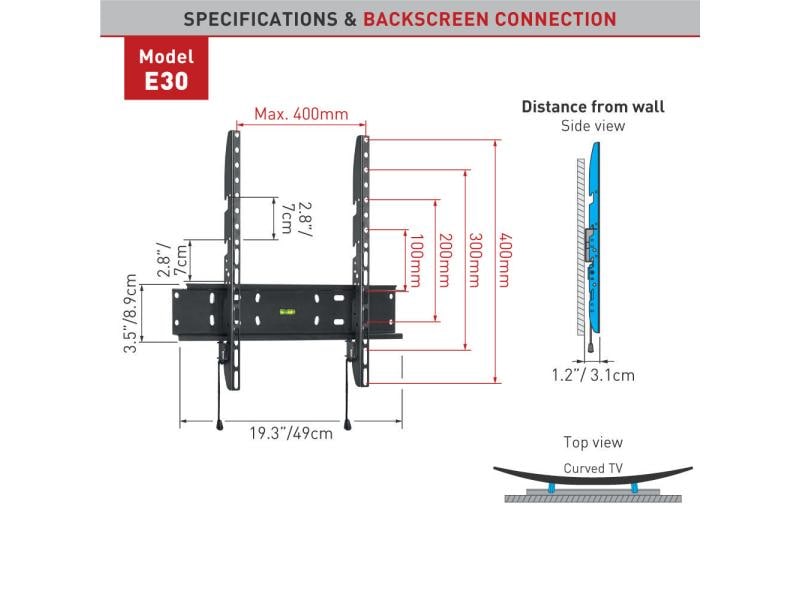 Barkan Wandhalterung WH E30 Schwarz Fixe Wandhalterung