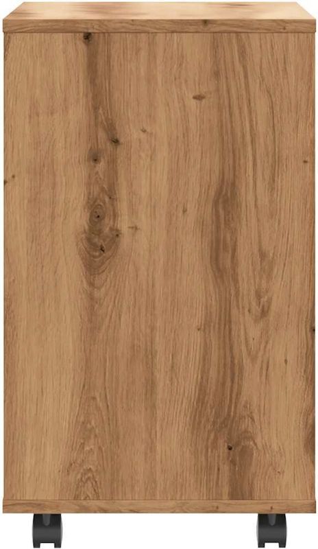 Bijzettafel - Hout - Met 2 Schappen - Zwenkwielen