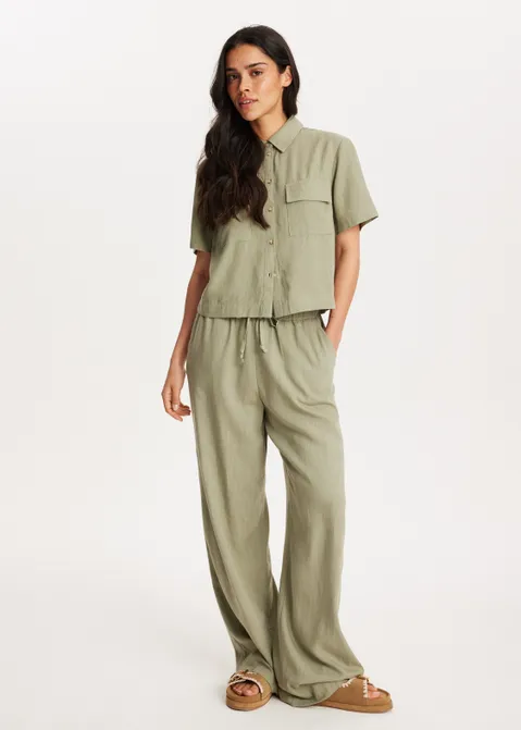 Linnen mix broek groen (GRN.O)