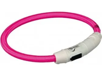 TRIXIE Halsbånd - LED - Nylon - Lyserød / Pink - L-XL - 650 mm - Lyshalsbånd - 12708