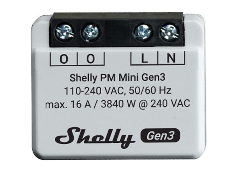 Shelly WLAN-Leistungsmesser PM Gen3 WLAN-gesteuertes, intelligentes Energiemessgerät, 1 Kanal, 16 A
